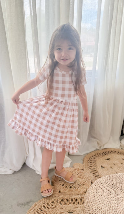 Autumn Gingham Twirl Dress