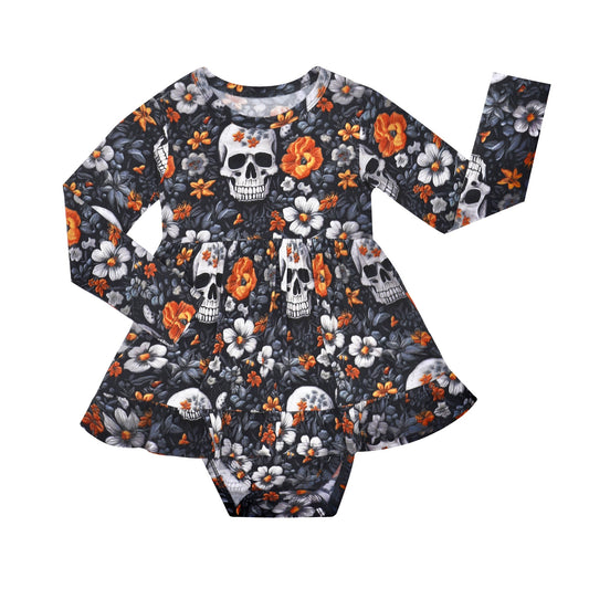 Spooky Blossom Long Sleeve Bodysuit Dress