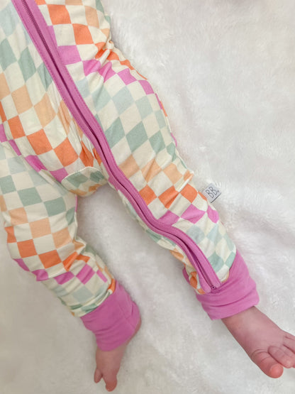 Dreamsicle Checkered Convertible Footie