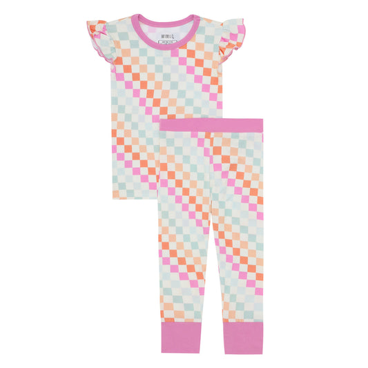 Dreamsicle Checkered Ruffled Set