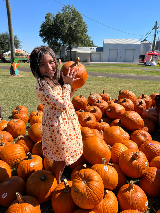 Hey Pumpkin Long Sleeve Twirl Dress