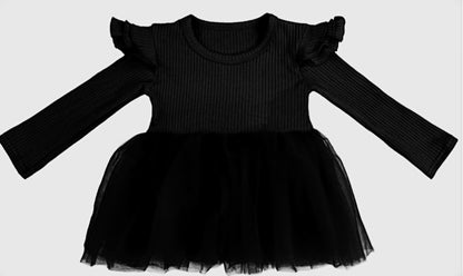 Ribbed Black Tutu Bodysuit